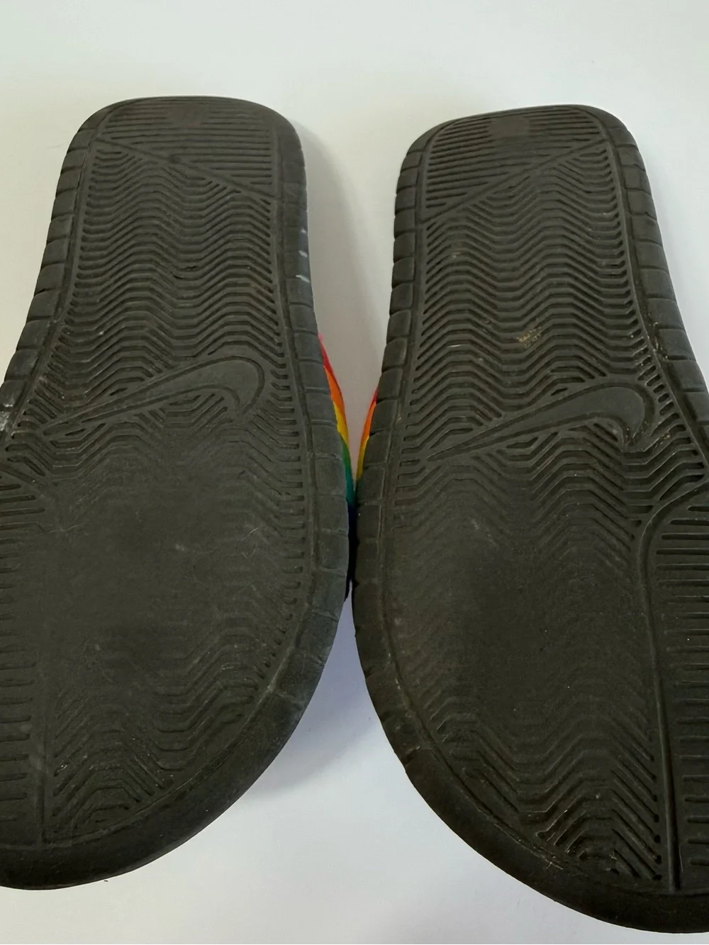 Nike Benassi JDI Be True Pride Rainbow Slides Gilbert Baker Edition